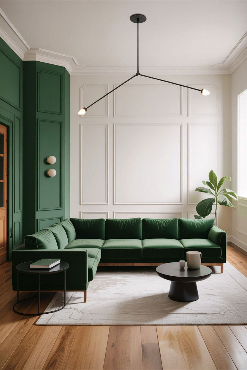 Modern forest green minimalist - 30 forest green living room ideas