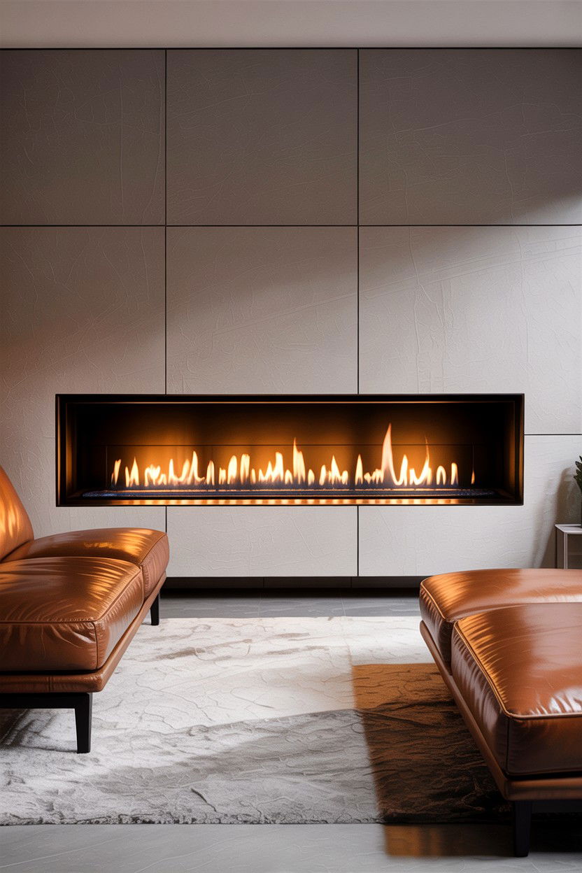 Modern linear fireplace - 30 living room fireplace ideas