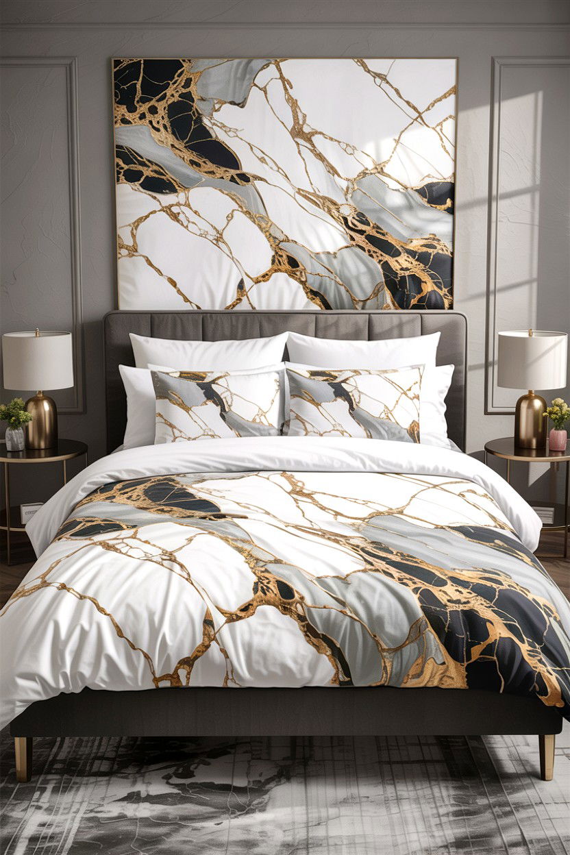 Modern marble bedding set - 30 bedroom bedding sets