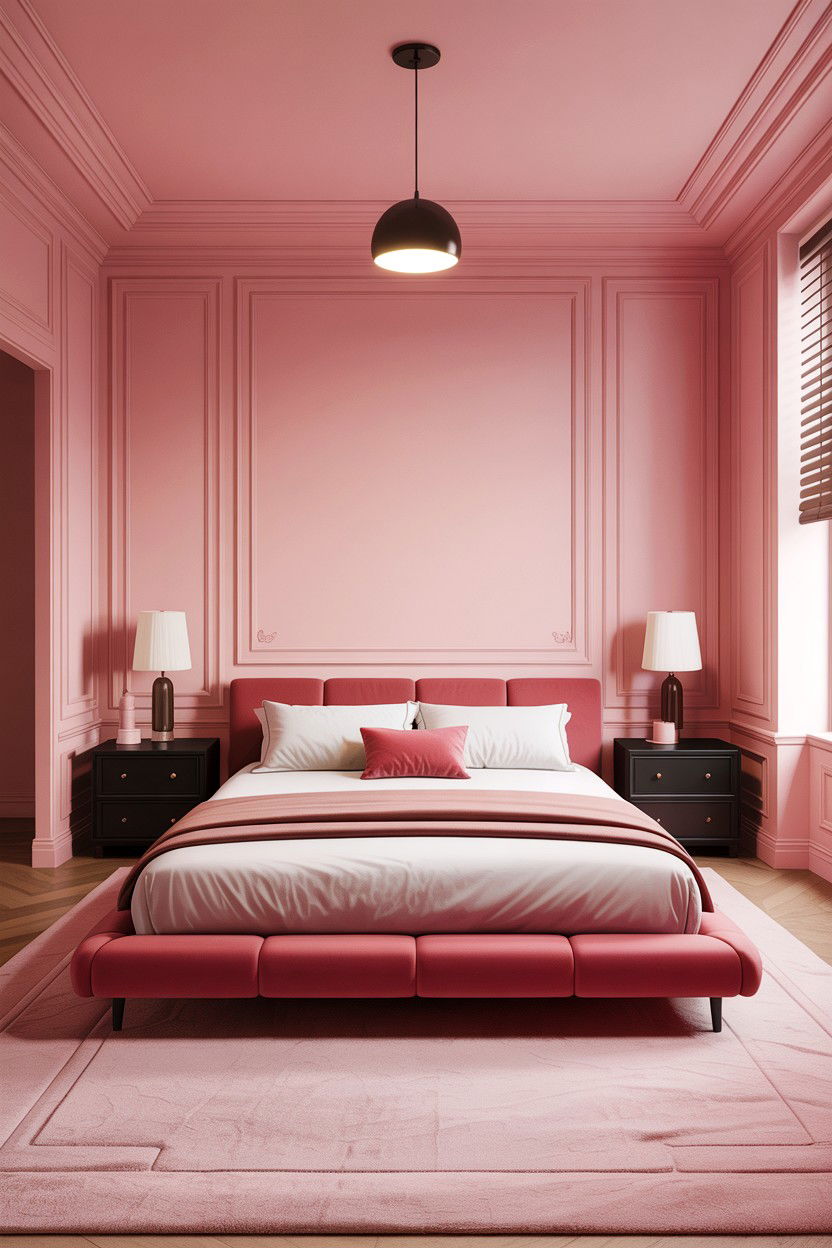 Modern pink bedroom - 30 bedroom pink walls