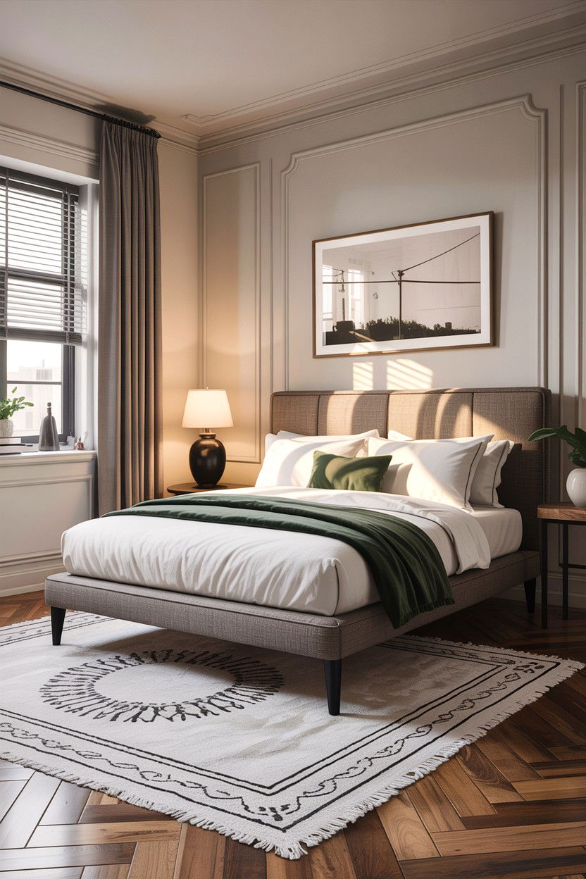 Modern platform linen headboard - 30 bedroom linen headboards