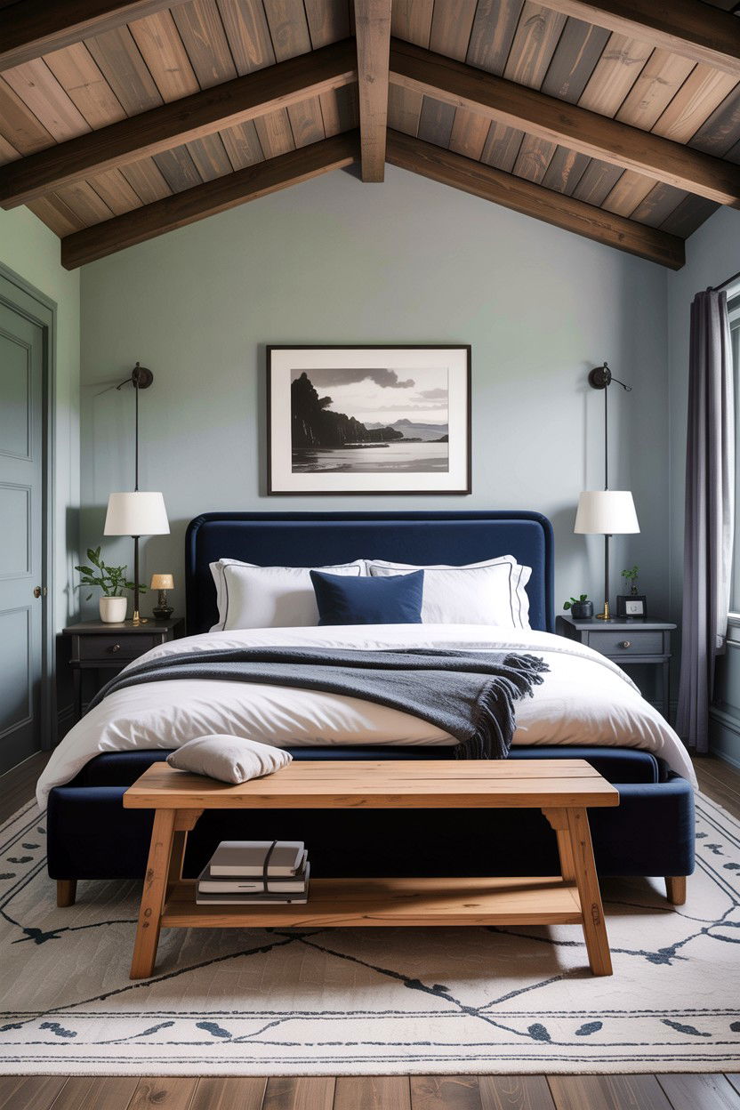 Modern rustic navy bedroom - 30 rustic navy bedroom ideas