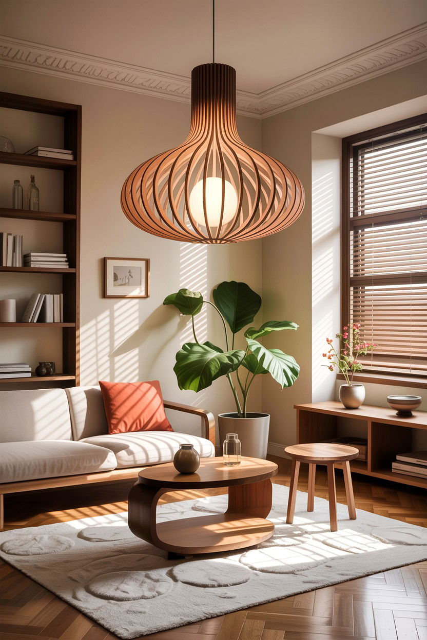 Modern sculptural lighting room - 30 Finnish living room ideas