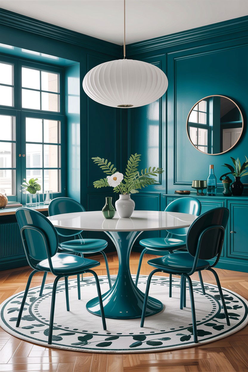 Modern teal dining room set - 30 teal and white dining room ideas