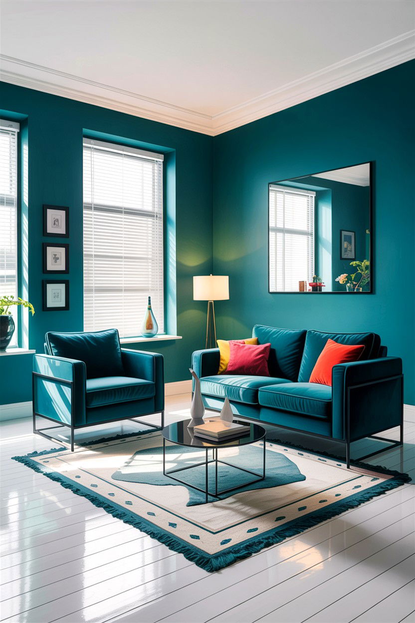 Modern teal living room - 30 cool toned living room ideas