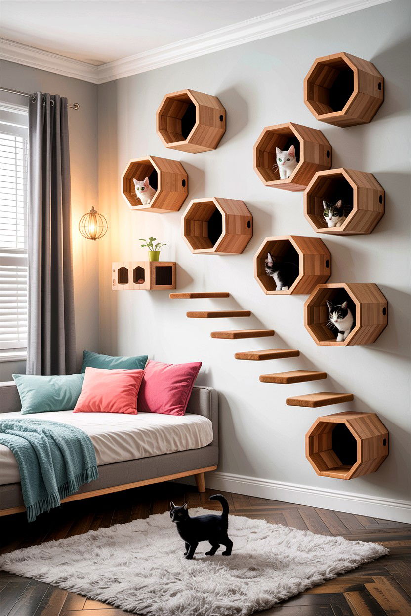 Modular Cat Wall System - 30 cat tree bedroom ideas
