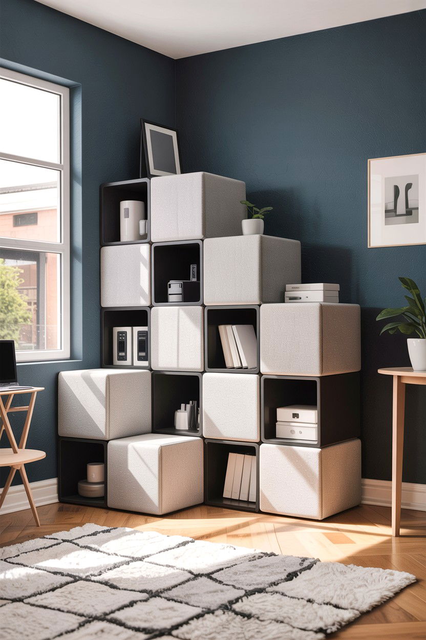 Modular Cube Room Divider - 30 bedroom shelf dividers