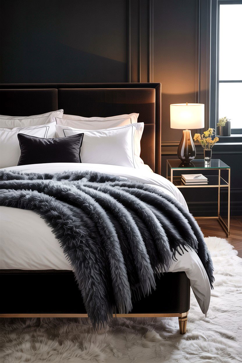 Mohair Throw High End Bedroom - 30 layered texture bedroom ideas