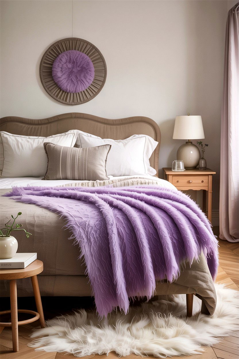 Mohair blanket - 30 cozy texture bedroom ideas