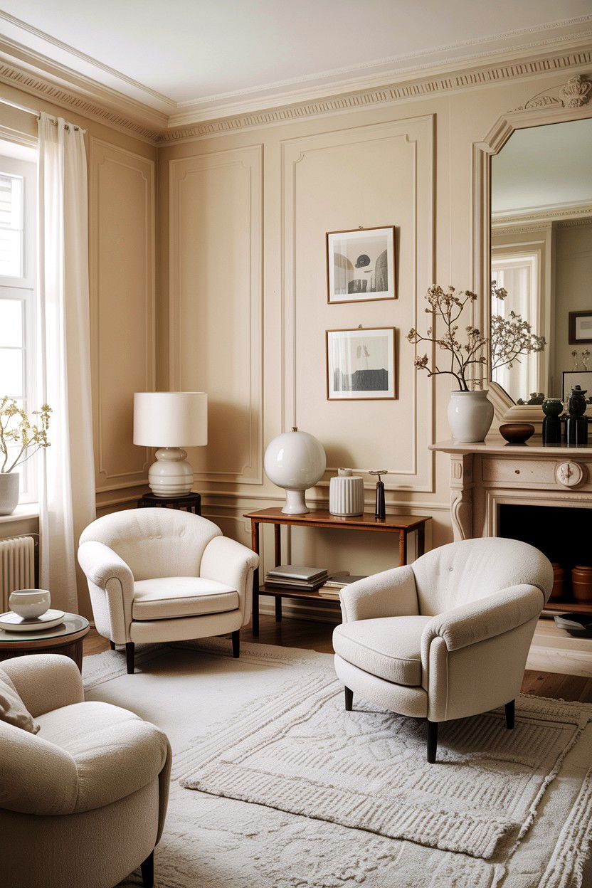 Monochromatic Cream Living Room - 30 scandinavian cream living room ideas
