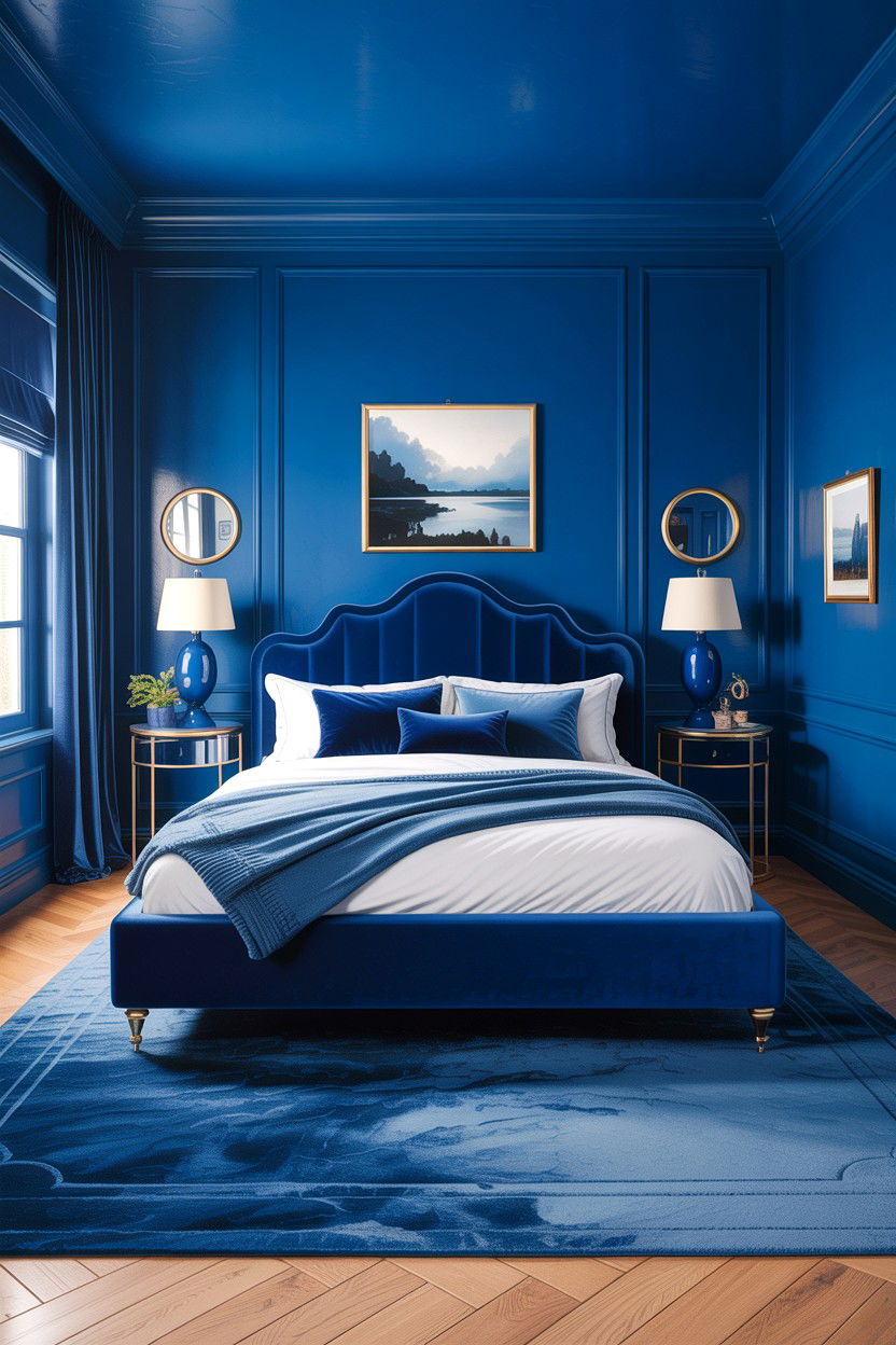 Monochromatic bright blue bedroom - 30 colorful bedroom ideas