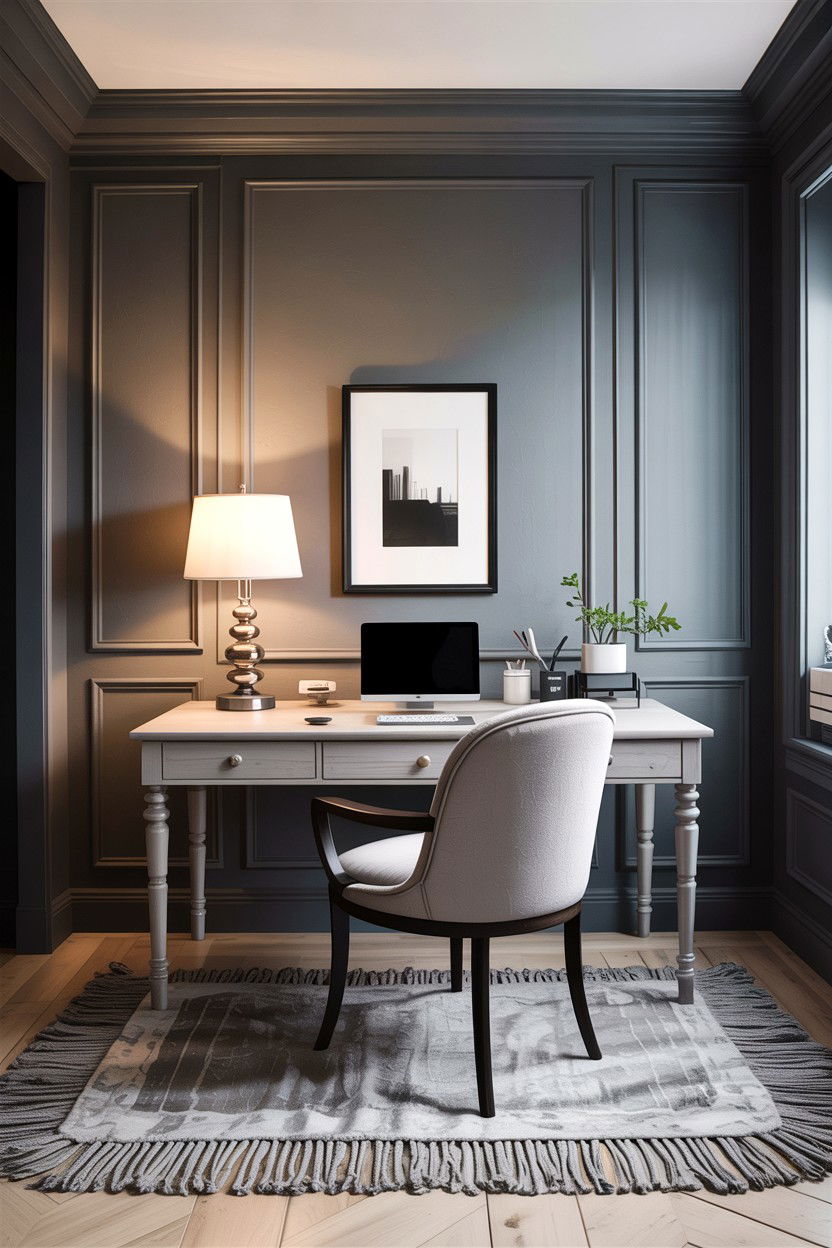 Monochrome Bedroom Workspace - 30 bedroom home office ideas