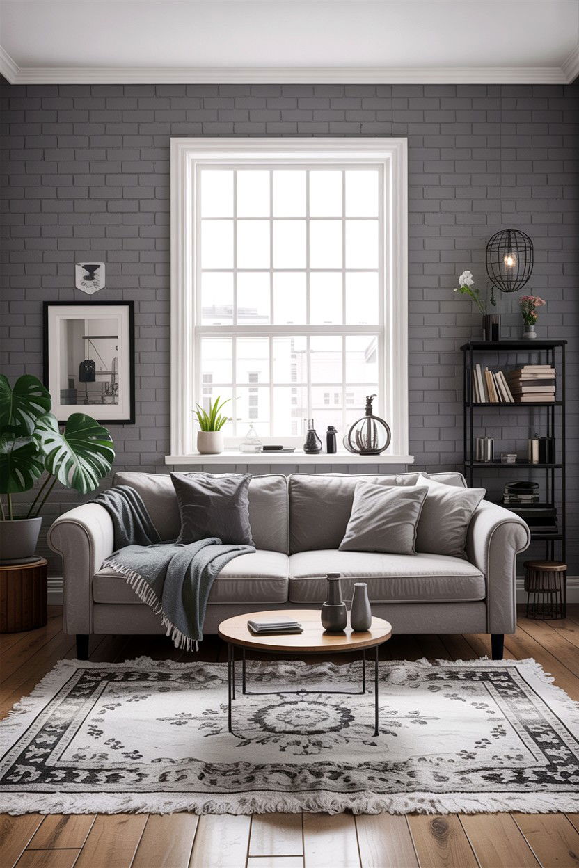 Monochrome Brick Living Room - 30 exposed brick living room ideas