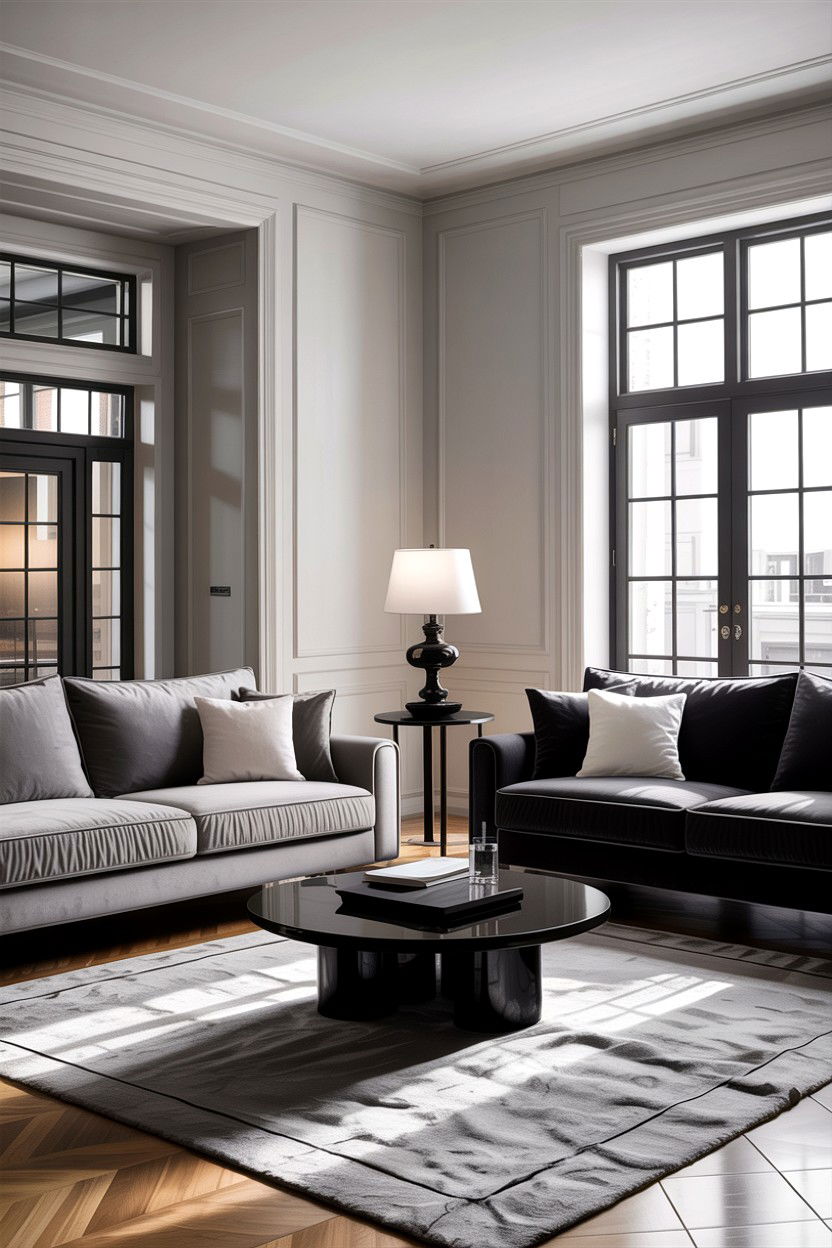 Monochrome Living Room Double Sofas - 30 living room facing sofas ideas