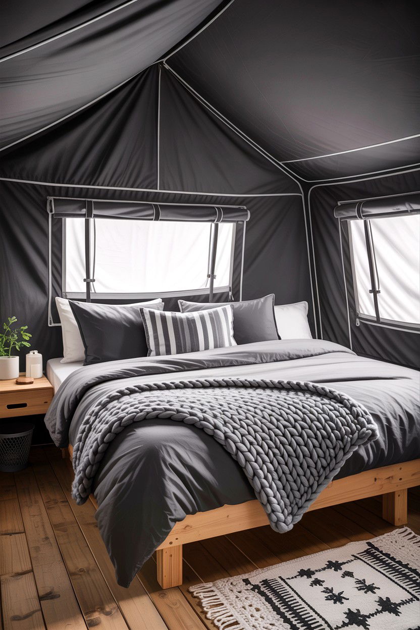 Monochrome Modern Camping - 30 camping bedroom ideas
