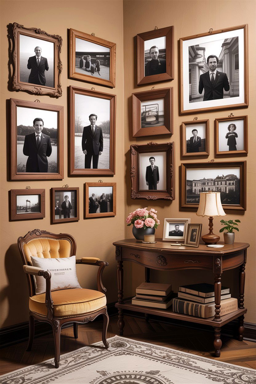 Monochrome Photo Arrangement - 30 bedroom memory wall ideas
