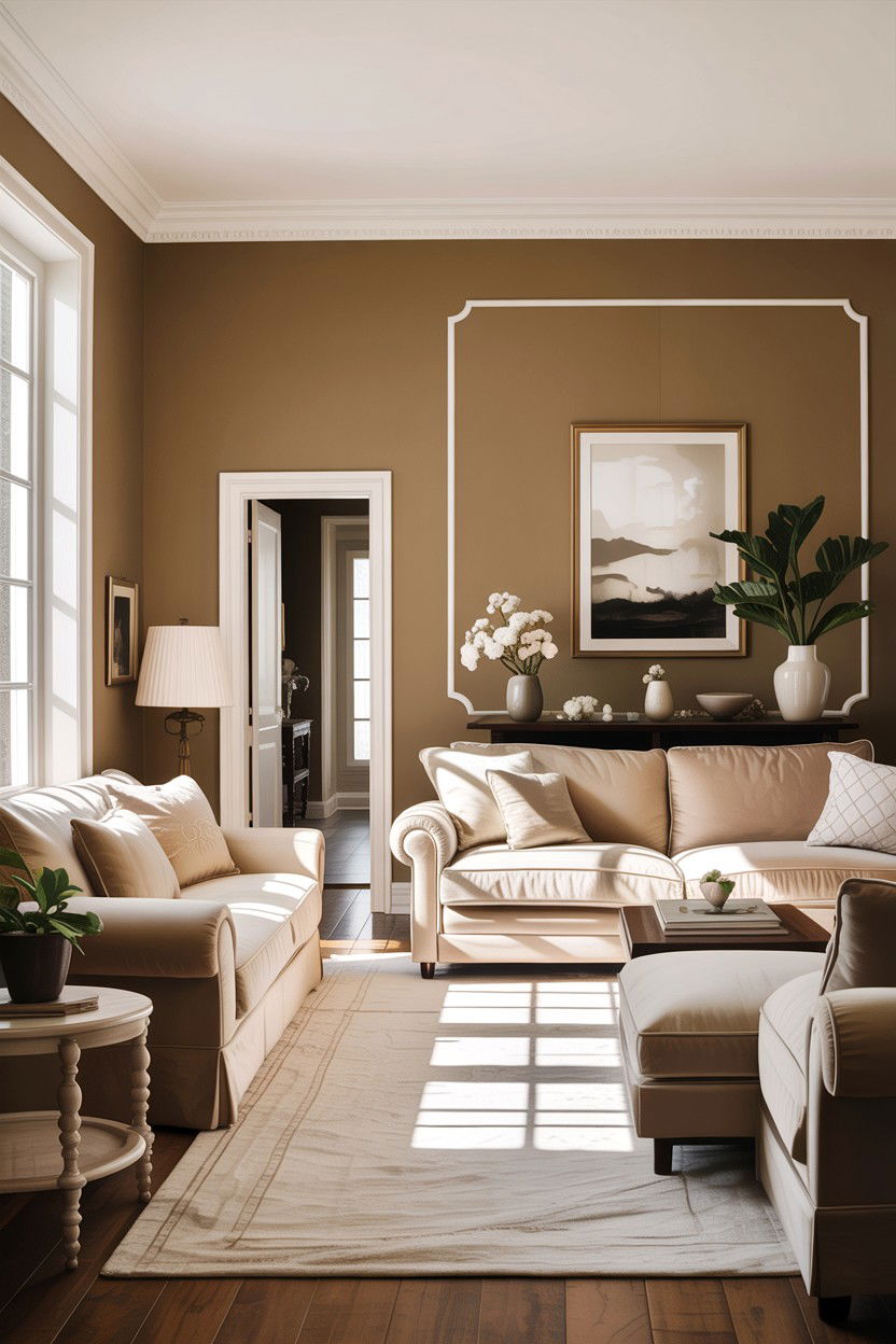 Monochrome Tan Living Room - 30 tan and white living room ideas