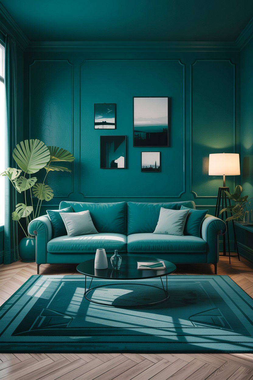 Monochrome Teal Living Room - 30 scandinavian teal living room ideas