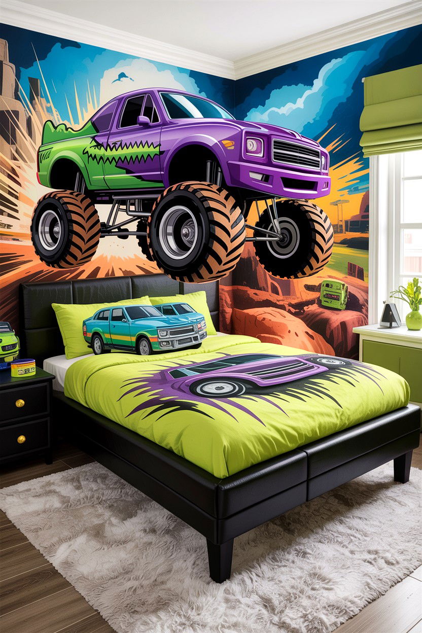 Monster truck bedroom - 30 car themed bedroom ideas