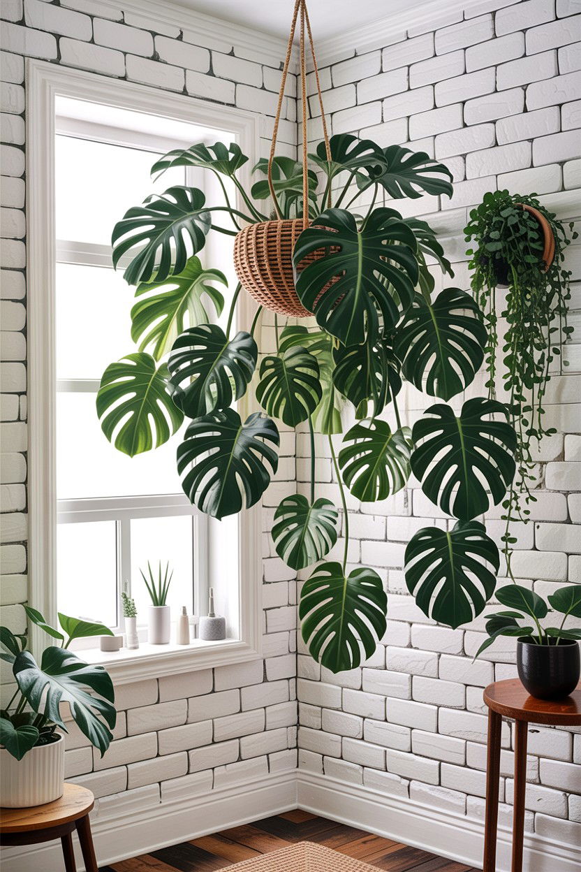 Monstera adansonii hanging - 30 hanging plants for bathroom ideas