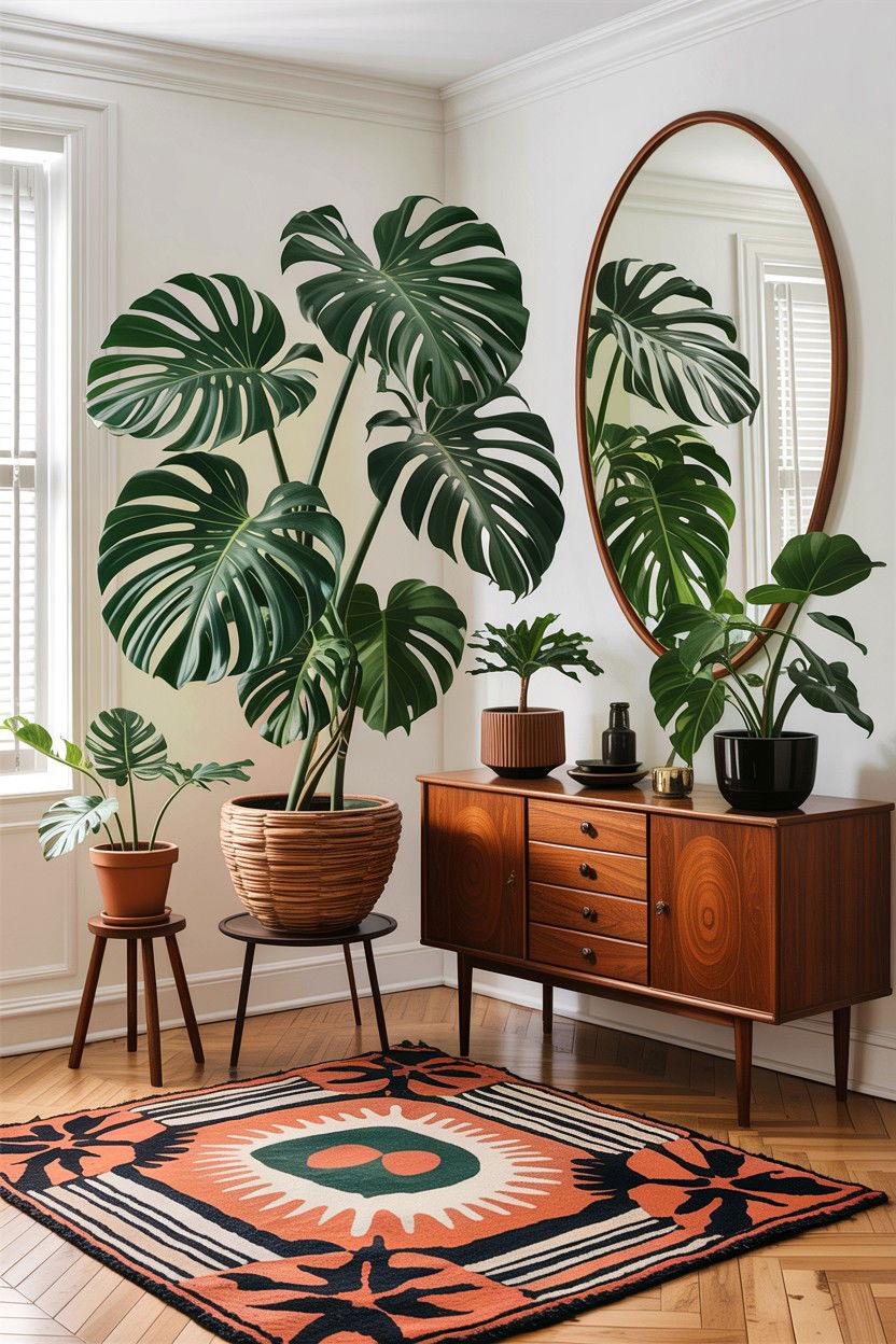 Monstera deliciosa living room - 30 jungle living room ideas