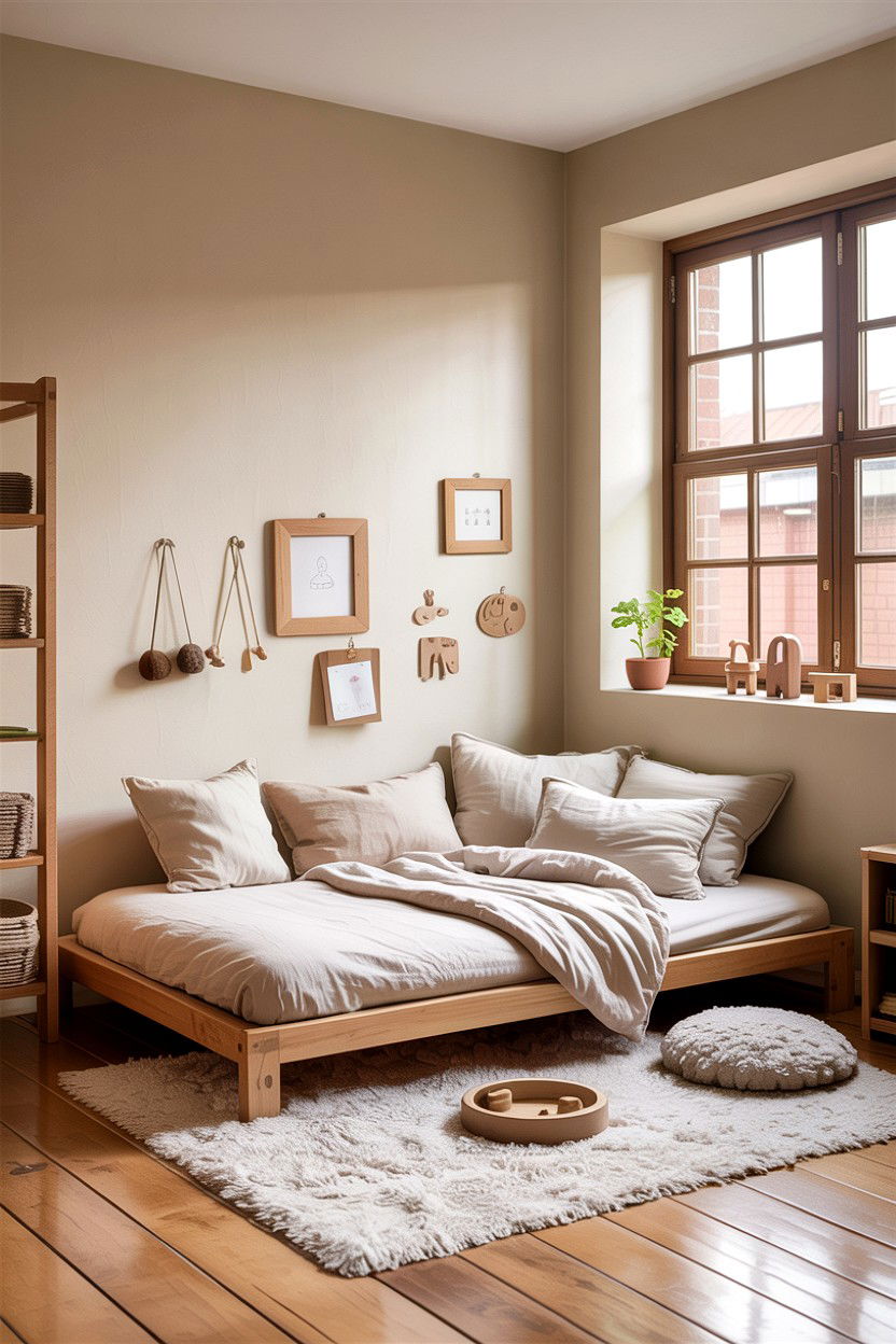 Montessori floor bed - 30 kids bedroom ideas