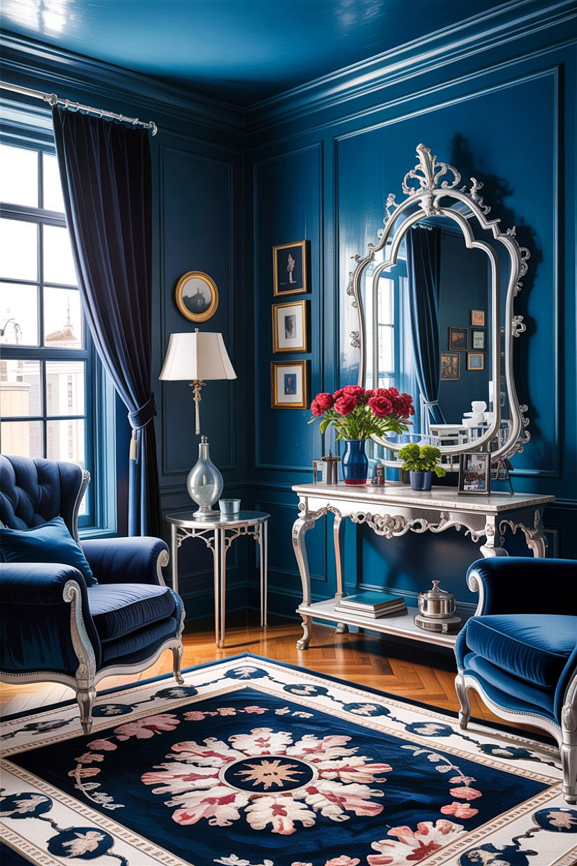 Moody Blue Gothic Living Room - 30 gothic living room ideas