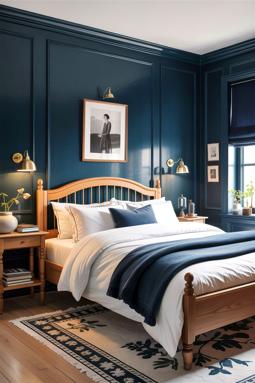 Moody Dark Blue Bedroom - 30 Swedish bedroom ideas