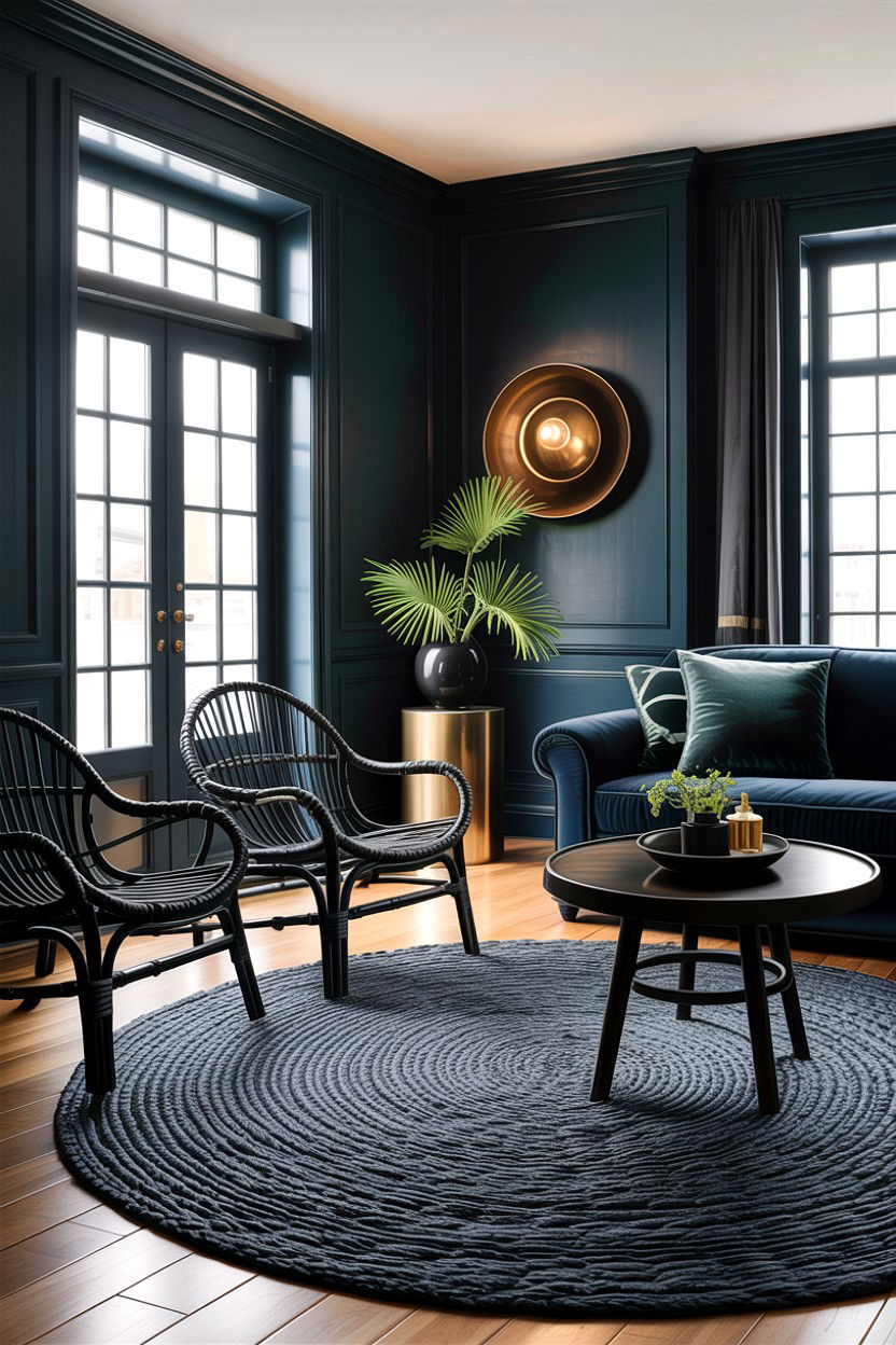 Moody Living Room Dark Woven Element - 30 handwoven living room ideas