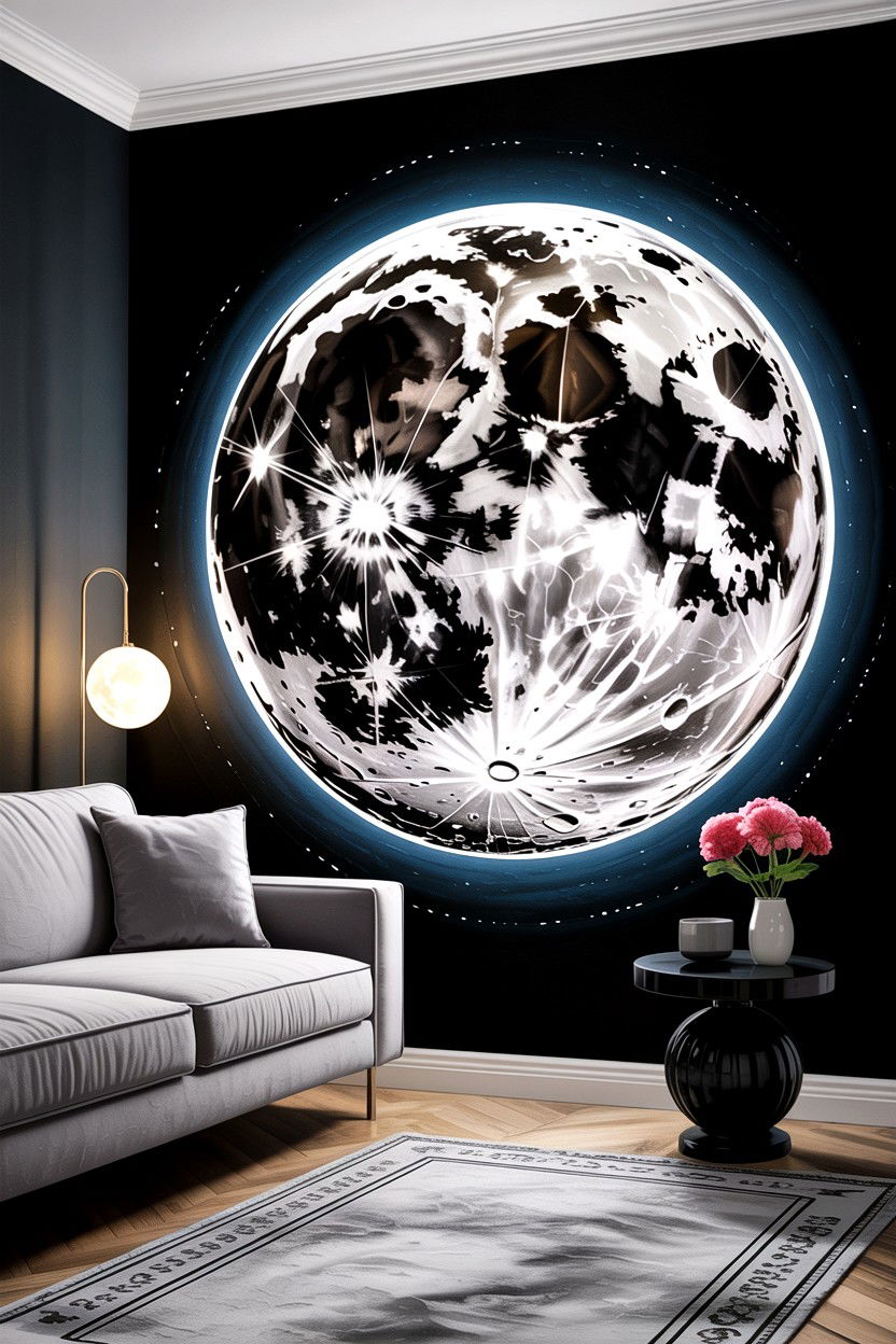 Moon surface accent wall - 30 astronaut bedroom ideas