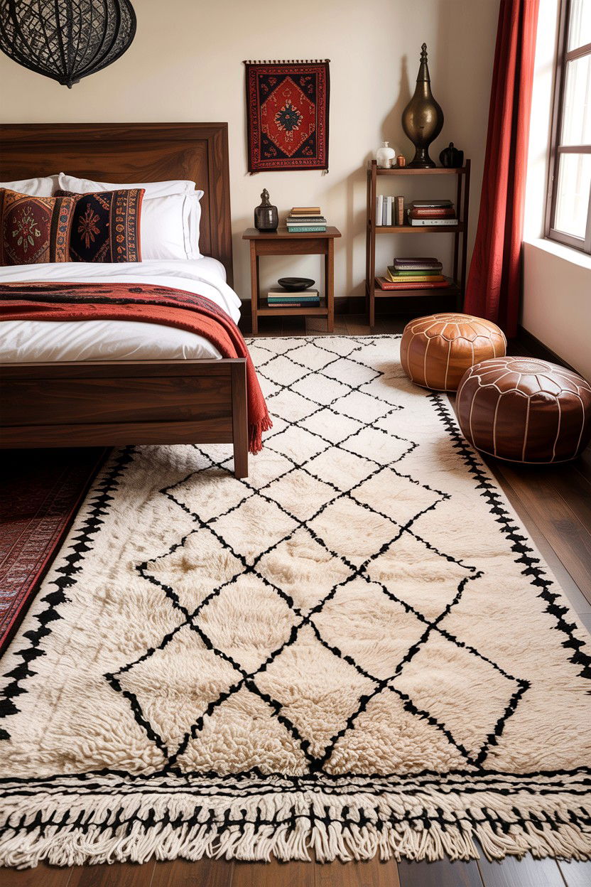 Moroccan Berber Wool Rug - 30 bedroom wool rugs