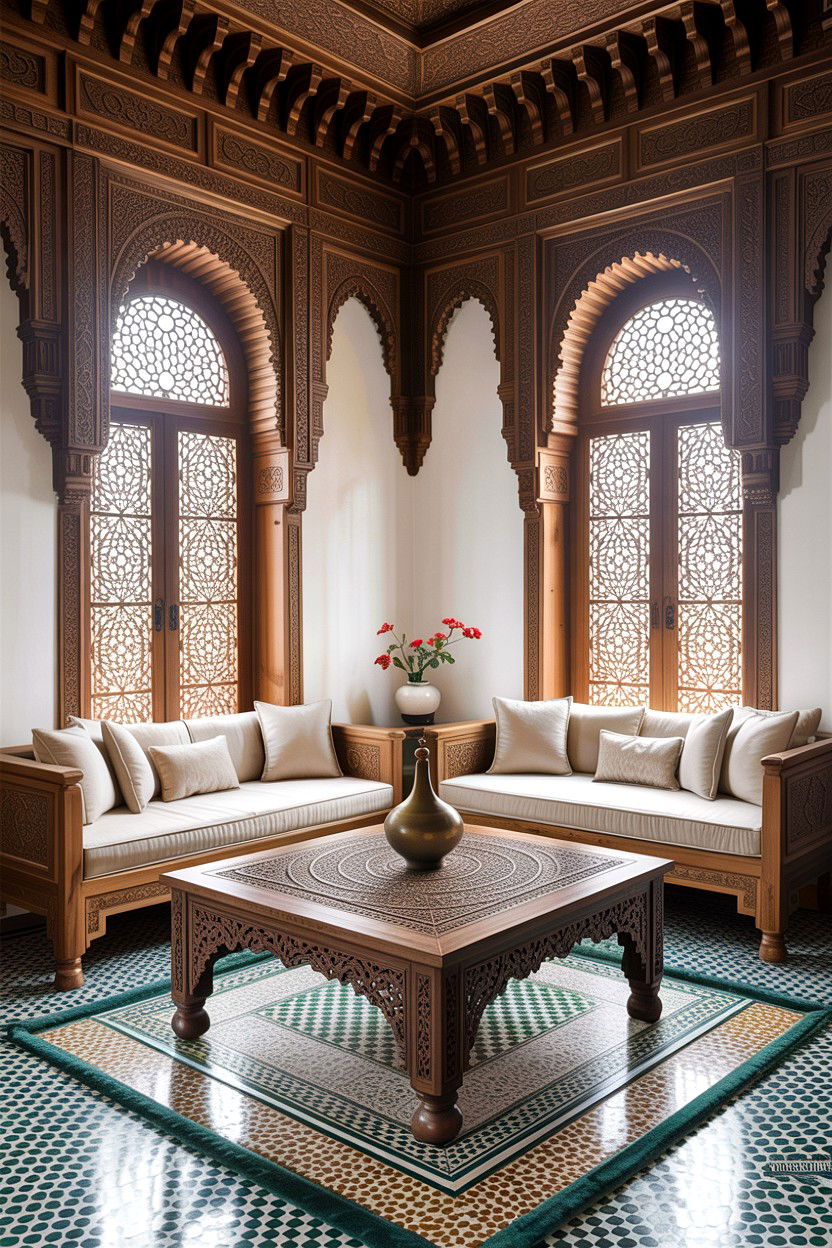 Moroccan Living Room Carved Wood - 30 Moroccan living room ideas