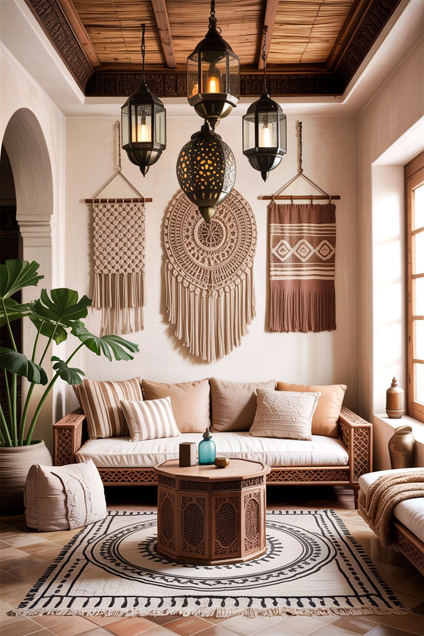 Moroccan Living Room Hanging Decor - 30 Moroccan living room ideas