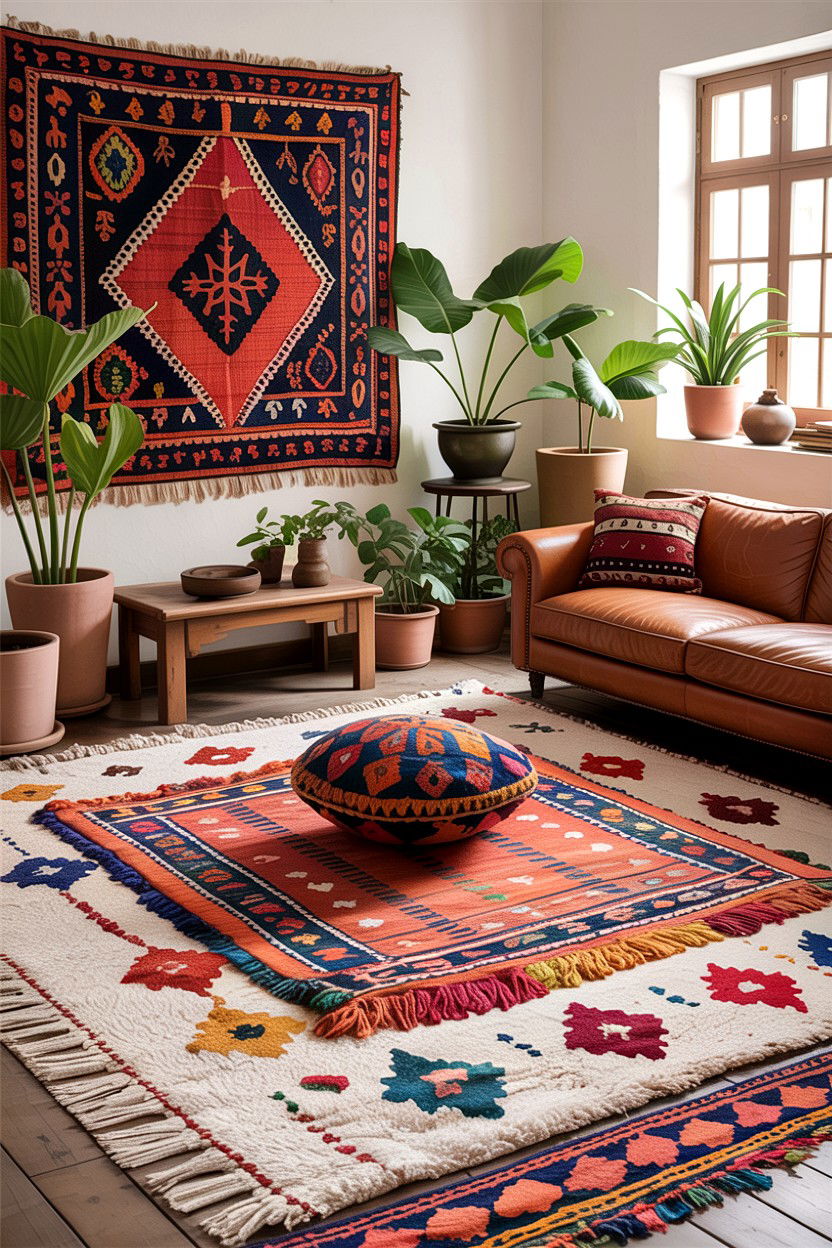 Moroccan Living Room Layered Rugs - 30 Moroccan living room ideas