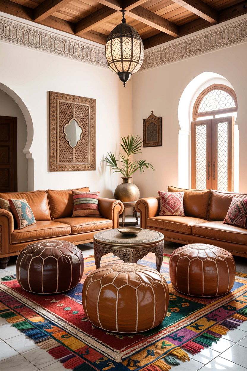 Moroccan Living Room Poufs - 30 Moroccan living room ideas