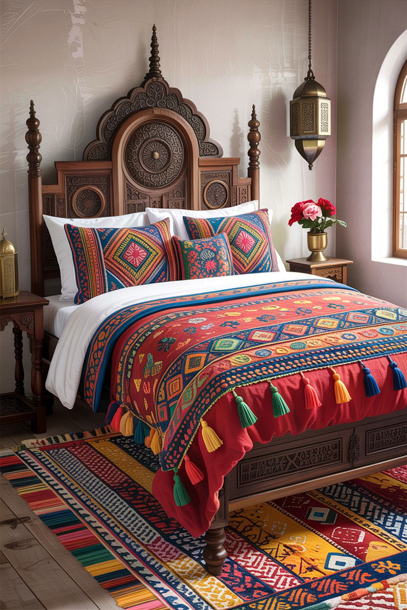 Moroccan embroidered bedding set - 30 bedroom bedding sets