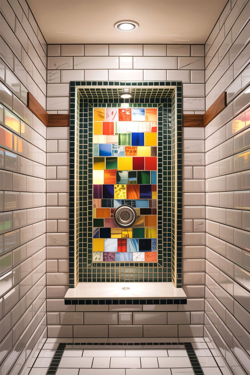 Mosaic Tile Niche Lighting - 30 lighted niche bathroom ideas