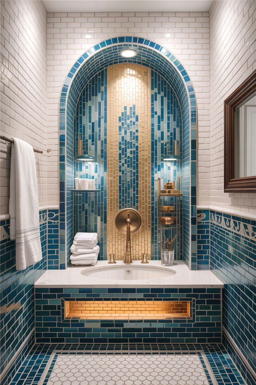 Mosaic bathroom alcove - 30 bathroom alcove ideas