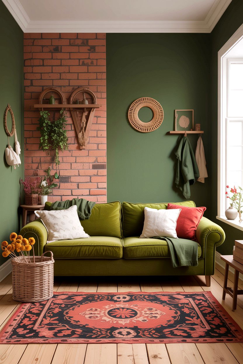 Moss Green Living Room - 30 rustic green living room ideas