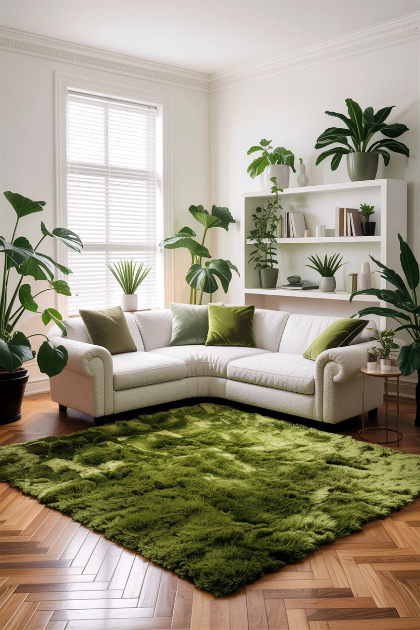 Moss Green White Living Room - 30 green and white living room ideas