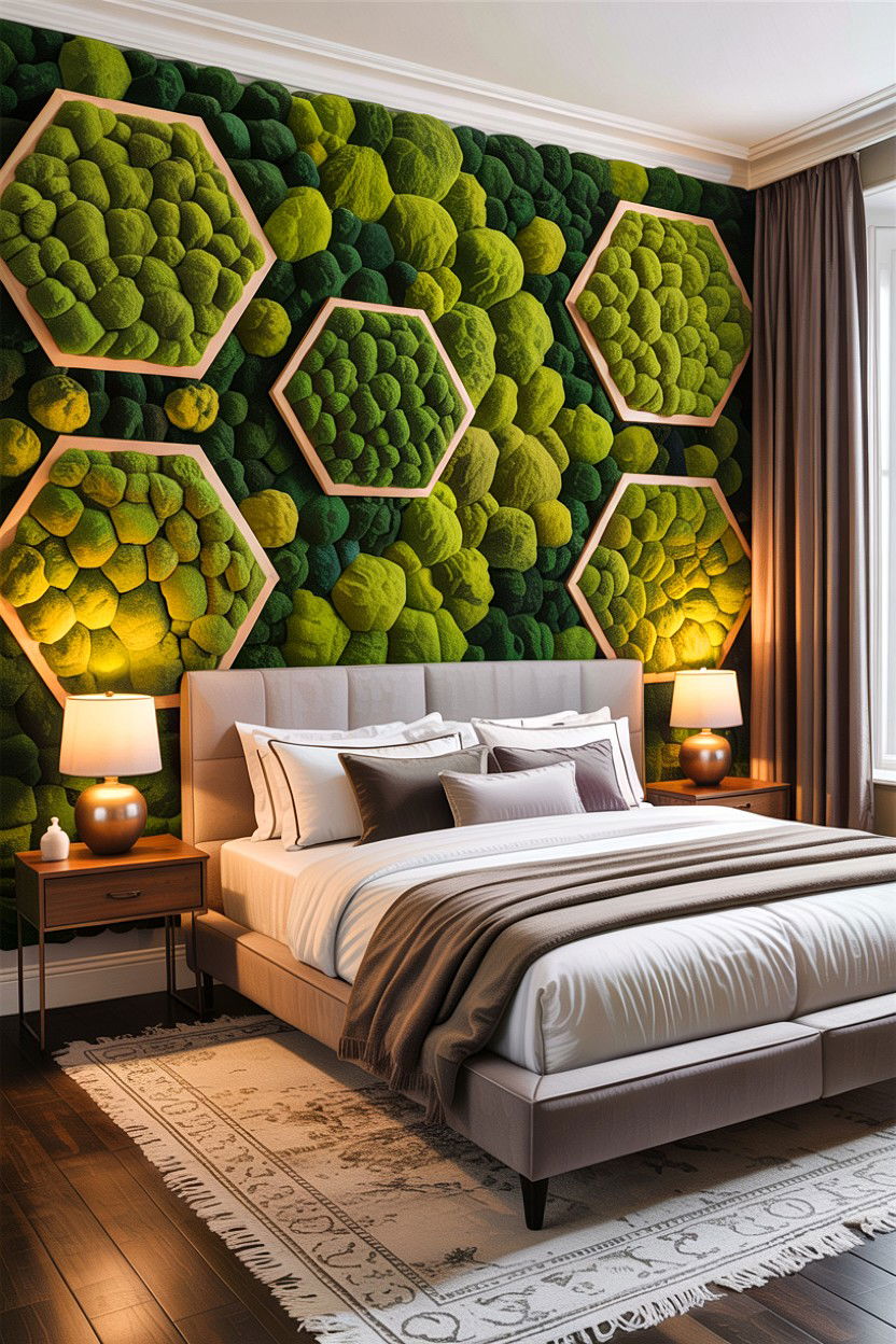 Moss Wall Decor - 30 forest bedroom ideas