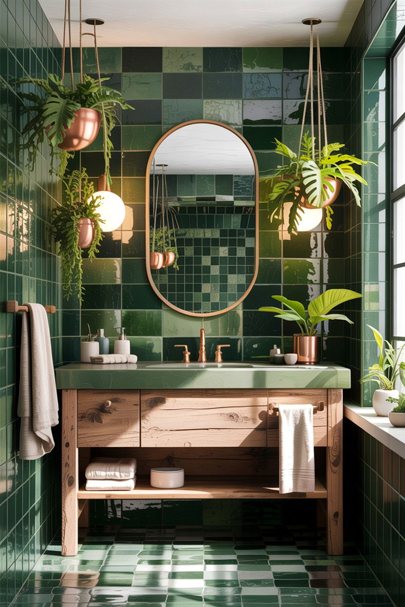 Moss green bathroom - 30 green bathroom design ideas