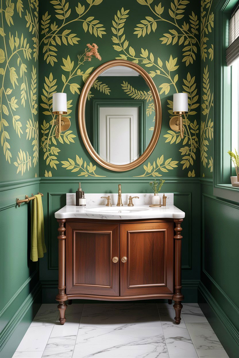 Moss green bathroom wallpaper - 30 green bathroom ideas