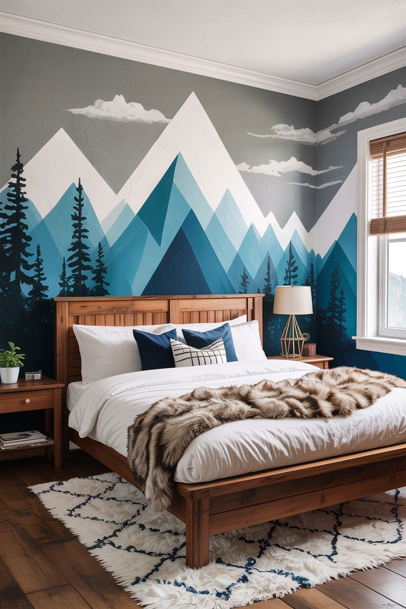 Mountain Mural Bedroom - 30 boys bedroom ideas