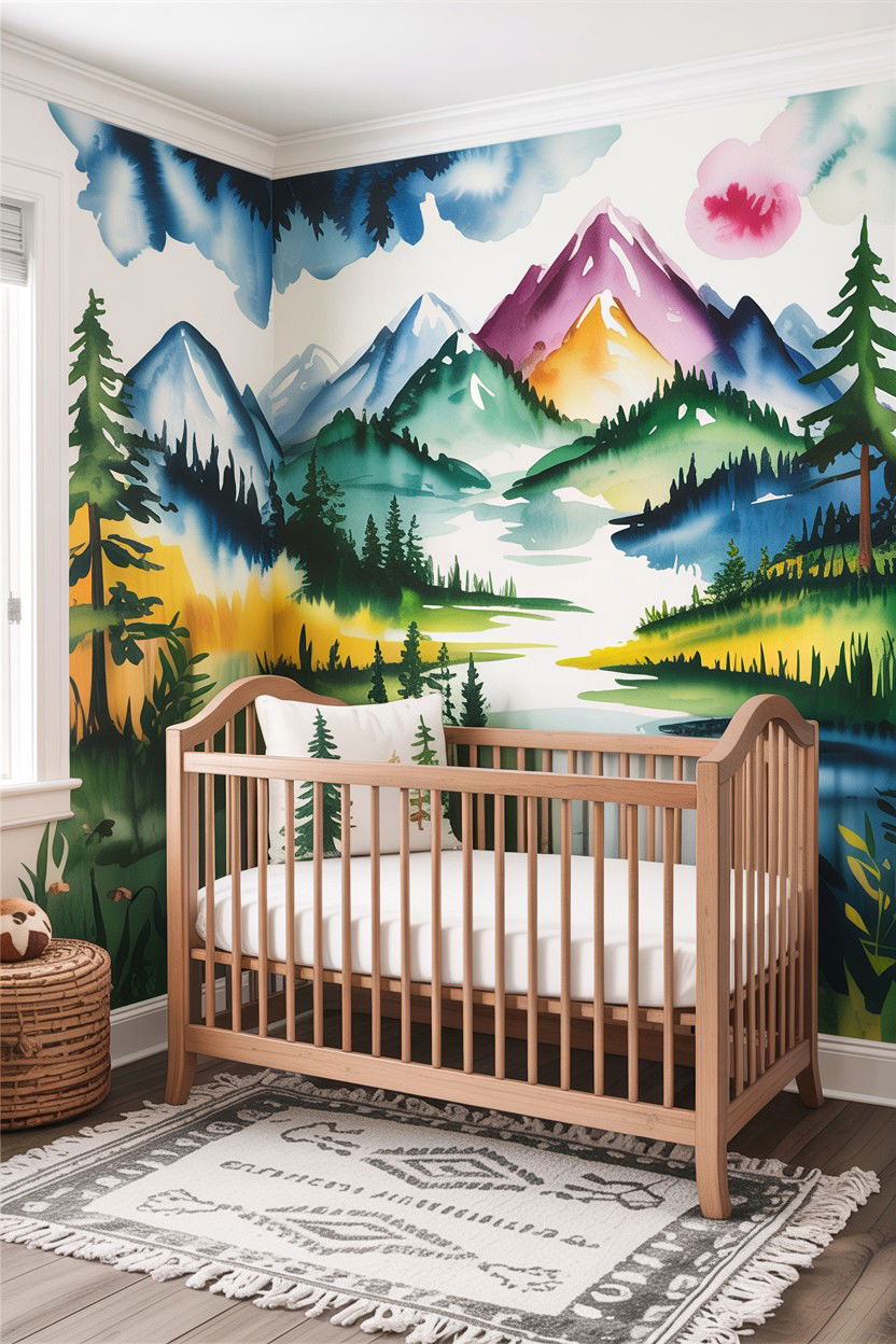 Mountain Nursery Mural - 30 infant bedroom ideas