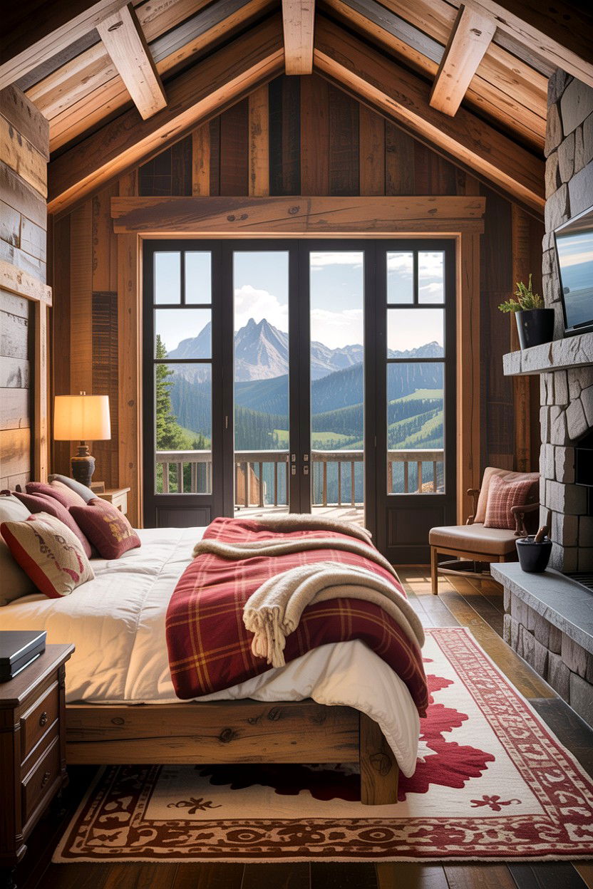 Mountain bedroom with large scenic doors - 30 bedroom with patio doors