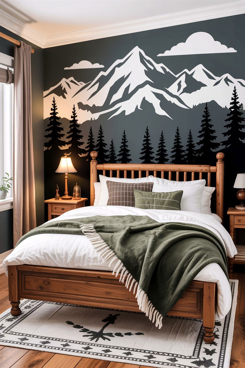 Mountain range stencil - 30 bedroom wall stencils