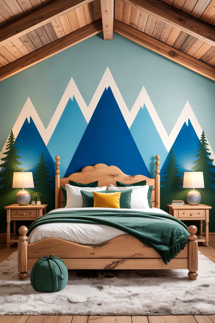 Mountain shape bedroom wall - 30 bedroom half painted walls