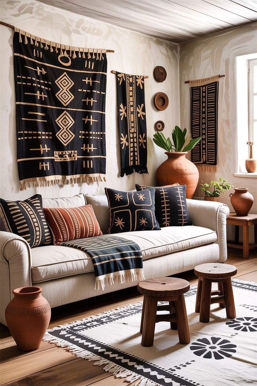 Mudcloth Living Room - 30 African living room ideas