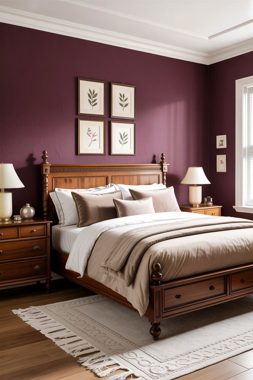 Mulberry Accent Wall - 30 berry bedroom ideas